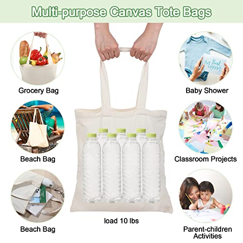Roowest 60 Pack Canvas Tote Bags Bulk, 16" x 15", Natural Color - color: Natural Color