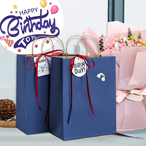 BagDream Gift Bags with Handles 8x4.25x10.5 Inch Navy Blue 100 Pack Bulk - color: Navy Blue
