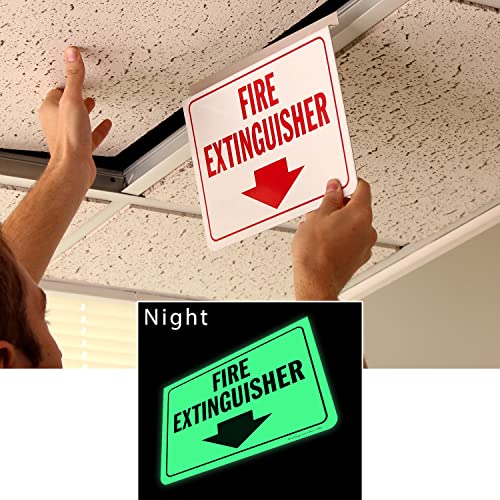 SmartSign "Fire Extinguisher" Two-Sided Drop Ceiling Z Sign with Down Arrow, 7 x 10 inch, 35 mil Aluminum Sign, Hang/Suspend from Ceiling Tile, Red/White, Made in USA - color: #7. Glow-in-the-dark Ceiling Aluminum