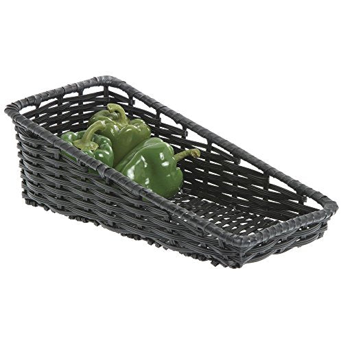 HUBERT Wicker Storage Baskets Black Plastic - 7 1/2"L x 16"D x 1 1/2" to 5"H - color: Black, size: 7.5"Lx16"Dx 1.5-5"H