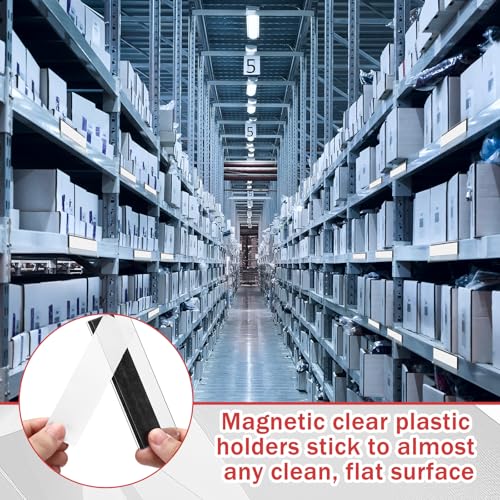 Fainne 50 Pcs Magnetic Shelf Label Holders, 1.25 x 4 Inches - size: 1.25 x 4 Inches