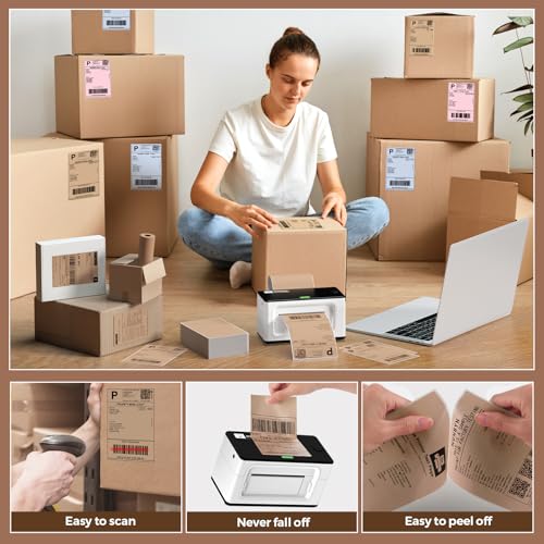 MUNBYN 4"x6" Brown Direct Thermal Printer Labels, 220 Sheets/Stack - color: Brown, size: 4x6*220