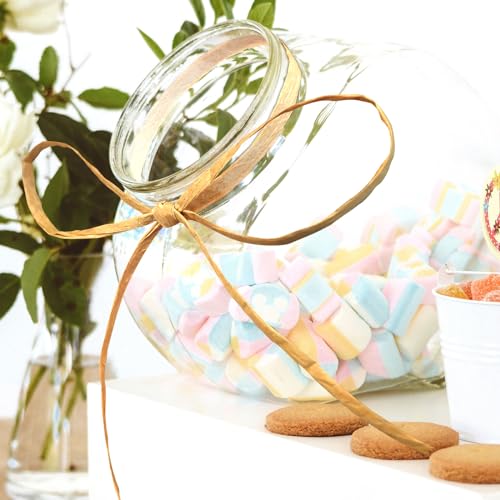 3 Rolls Red Green Kraft 1/4" By 492 Feet Raffia Ribbon/String, 164 Feet Each Roll, Packing Paper Twine for Christmas