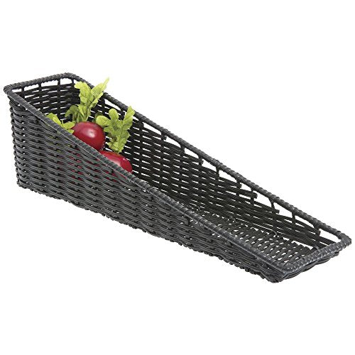HUBERT Wicker Look Tapered Storage Basket, Rectangular Black - 7 1/2"L x 30"D x 1 1/2" to 8"H - color: Black, size: 7.5"Lx30"Dx1.5-8"H