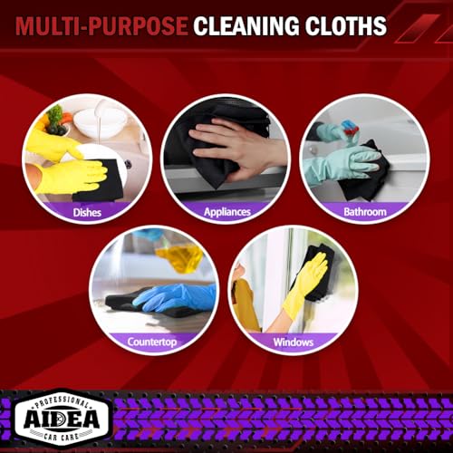AIDEA Microfiber Cleaning Cloth Black 20PK, Microfiber Towels,12×12" - color: Black, size: 20PK