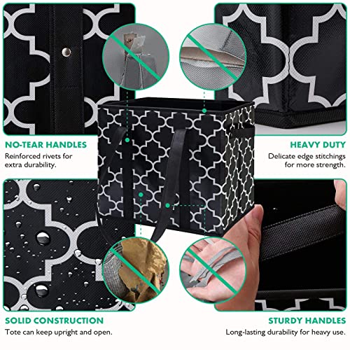 Reusable Grocery Bags 2-Pack Foldable Washable Large Storage Basket, Black - color: Black, size: 2 Pack