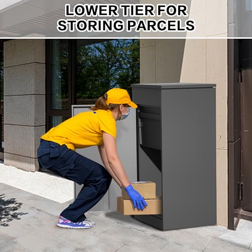 Package Delivery Boxes for Outside, Large Mailbox for Parcel 19.7”x16.1x”41.3”, Anti-Theft Parcel Mailbox with Coded Lock, Wall Mounted Waterproof Home Parcel Box for Porch Yard, Galvanized Steel - size: 19.7”x16.1”x41.3”
