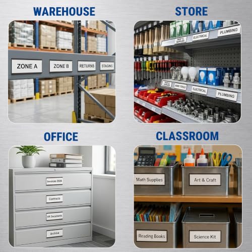 30 Pack Magnetic Label Holder 2x4 Inch - Magnetic Labels for Shelving, File Cabinet & Locker Name Plates - Magnet Labels for Steel Shelves & Racks - Includes Paper Inserts & Clear Plastic Protectors - size: 2" x 4"