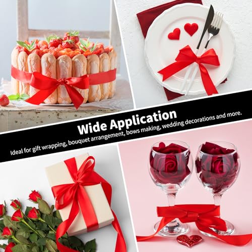 Mauproy Red Satin Ribbon, 1-1/2 Inch, 50 Yards - color: Red