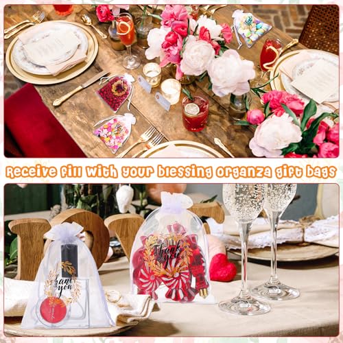 Shappy 100 Pcs 5x7 Inch White Organza Bags, Thank You Drawstring Gift Bags - color: White, size: 5" x 7"