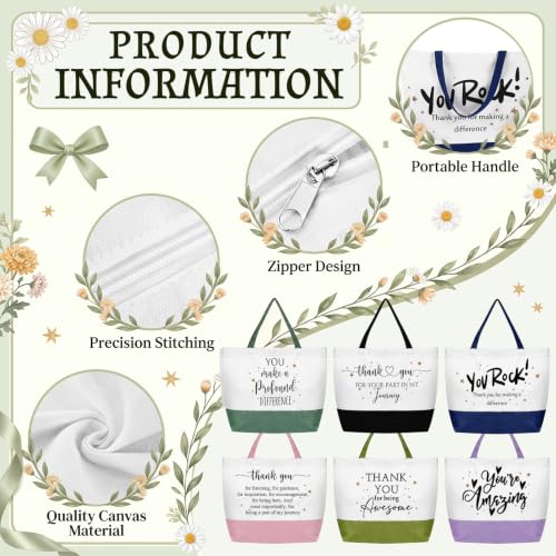 24 Pcs Tote Bags Bulk Appreciation Gifts, Thank You, Muted Colors - color: Muted Colors, style: Thank You