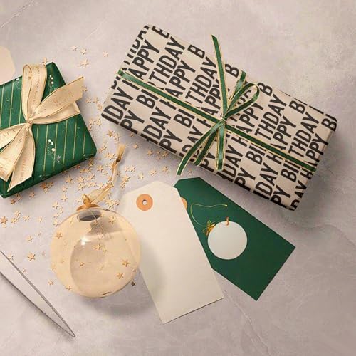 Birthday Wrapping Paper - Perfect for Men Women Brown Kraft Gift Paper - color: Birthday Style B