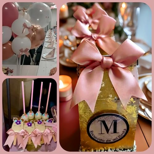 3.3" Rose Gold Gift Wrap Bows, 60Pcs Satin Ribbon Bows for Gifts - color: Rose Gold