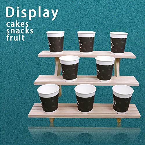 3 Tier Earring Display Stands For Selling, Retail Display Riser Earring, Ring Holder Stand, Removable Countertop Small Merchandise Display Stand, for Figures,Cupcake, Photo (Wood color) - color: Wood