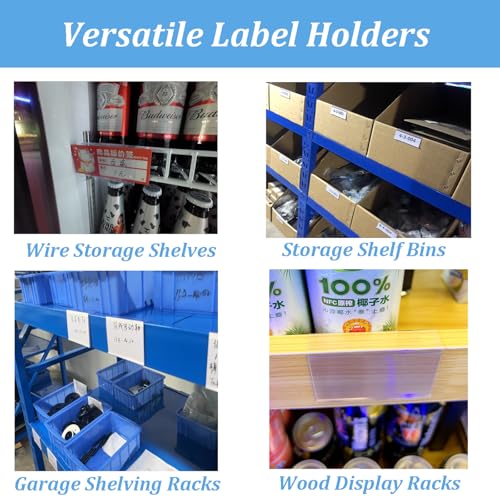 100 Pack Wood Shelf Label Holders, Plastic Price Tags Display Sign Holder