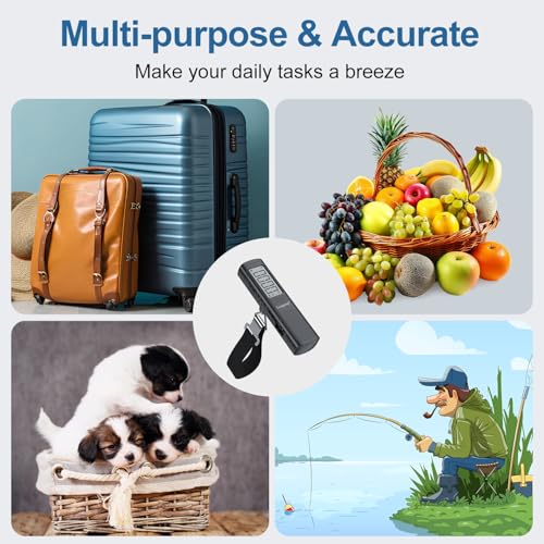 Battery-Free Digital Luggage Scale, 110lbs/50kg Portable Handheld Hanging Scale for Luggages, Suitcases, Backpacks & Bags, Easy Weighing for Travel, No Need Batteries (Black) - color: Black
