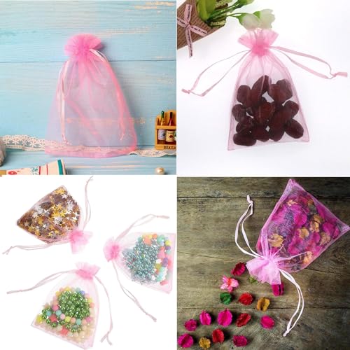 Rvscxam Sheer Organza Mesh Drawstring Gift Bags 4x6 Inch Pink Pack of 100 - color: Pink, size: 4x6 Inch (Pack of 100)