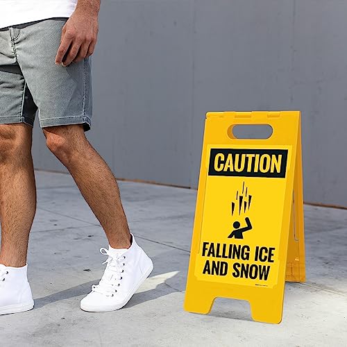 OSHA Caution Falling Ice and Snow Sidewalk Sign Kit,