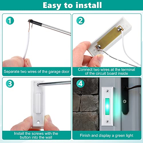 1 Pack Wired Lighted Doorbell Button, Blue LED Switch, White, Green Light - color: White, Green Light