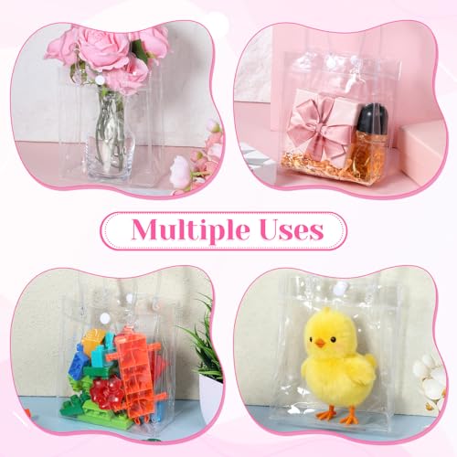 IANFAN 60 Pcs Clear Gift Bags with Handles, Transparent Reusable Tote Bags Plastic Small Gift Wrap for Mother's Day, Boutique, Wedding, Birthday, Baby Shower Party (5.1 x 5.9 x 2.7 Inch)