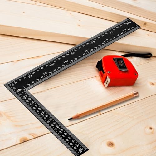 Professional 8x12 Inch Carpenter Square - Heavy-Duty Carbon Steel Framing Tool with Dual-Scale (Imperial/Metric), Rust-Resistant Right Angle Ruler for Carpentry, Roofing & Layouts - color: Silver