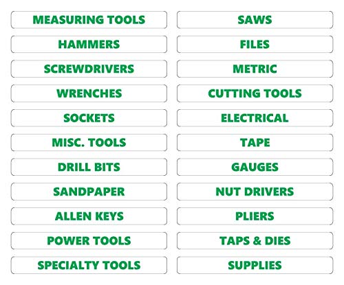 Toolbox Organizational Magnetic Rounded Labels by DCM Solutions (Green Inverted, 0.5" H x 4.5" W) - color: Green Inverted - White With Green Text, size: 0.5"H x 4.5"W