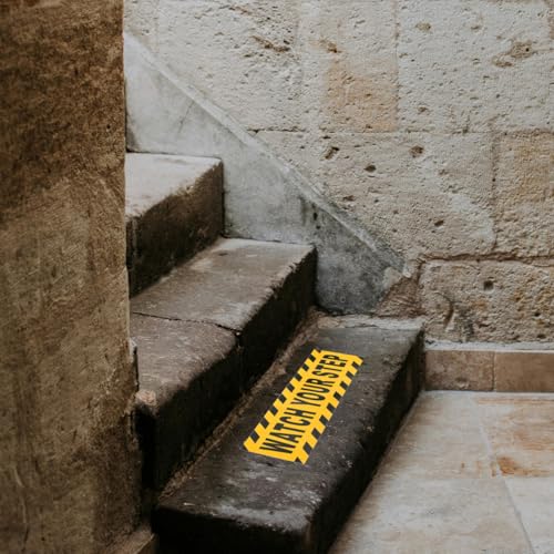 PRETYZOOM Watch Your Step Floor Decals 4 pack Anti Slip Warning Stickers Self Adhesive Safety Tape for Wet Floors Stairs Hallways Schools Offices Malls 11.81 X 3.93 in