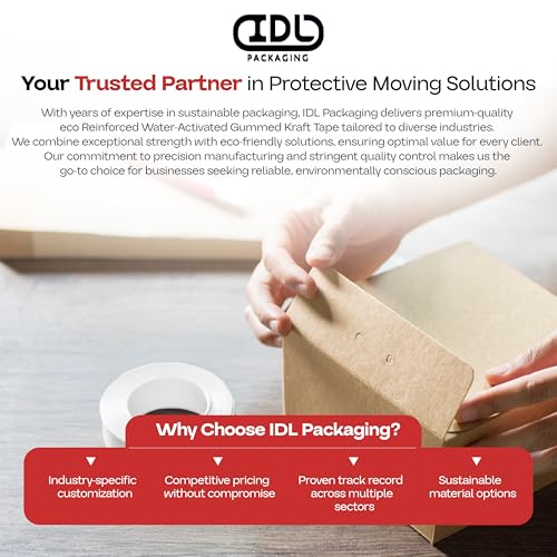 IDL Packaging 3" x 375' Water-Activated Kraft Gummed Tape, 70lb (2-Pack) - color: White, 70 lbs