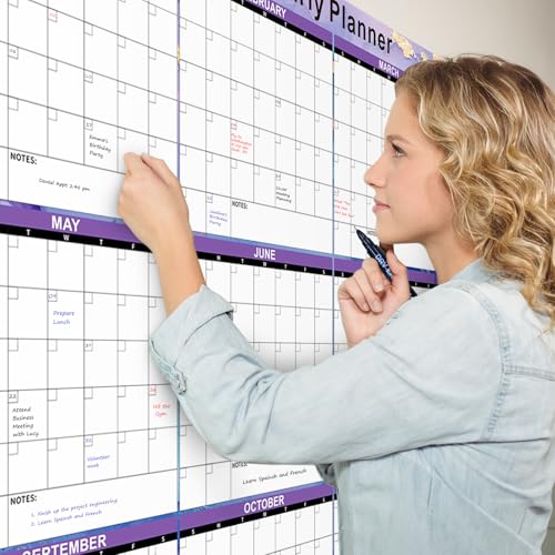 Ospelelf Undated Large Dry Erase Wall Calendar 12 Month, 2026 Laminated Calendar 36.6'' x 48'' Yearly Monthly Family Calendar, Jan to Dec - color: Marble(undated), size: 36.6" x 48"