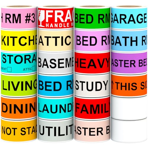 1440 Count Color Coded Moving Labels for Boxes (24 Rolls, 60 Labels/Roll) - size: 1" x 4.5"