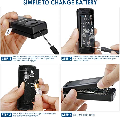 Wireless Doorbell with 2 Receivers 2 Buttons, Waterproof Door Chime Kit - size: 2 Buttons + 2 Receivers