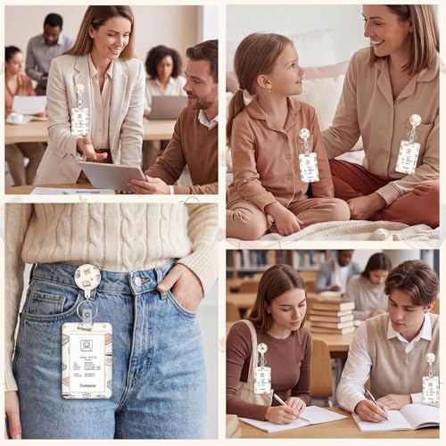 3 Pack Retractable Badge Holder Set, Book Pattern, Vertical Id Holder - color: Book Pattern