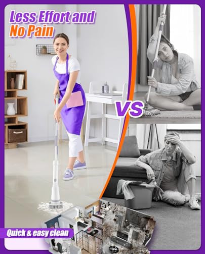 2-in-1 Cordless Electric Spin Scrubber with Long Handle