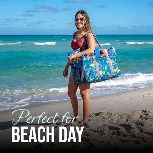 Extra Large Utility Tote Bag - Oversized Collapsible Beach Bag - Camping - color: Camping