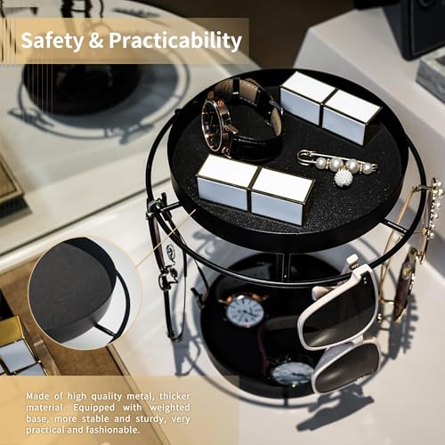 360° Rotating Sunglass Organizer Stand with Jewelry Tray, Black