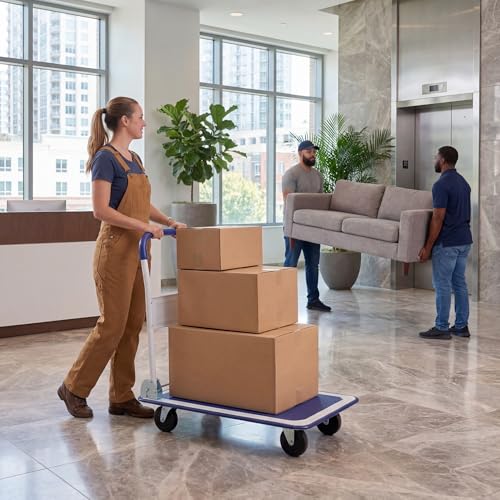 Giantex 10 330lbs Platform Cart Dolly Folding Foldable Moving Warehouse Push Hand Truck - style: Blue-330 LBS