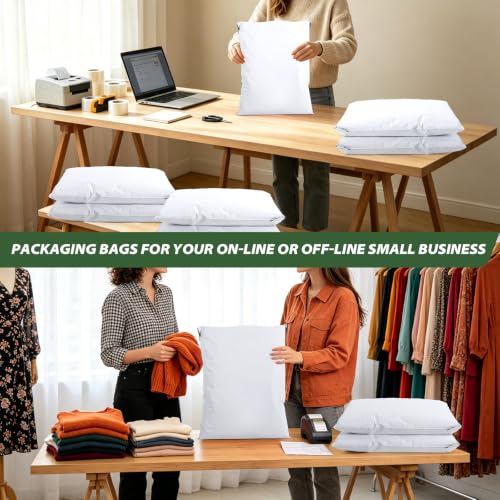 10Pack Thick Large Poly Mailers Bags 19x24 for Clothes and Small Bussiness - color: White, size: 10 Pack-19x24