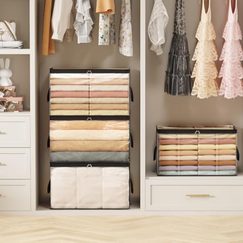Lifewit 6 Pack Clear Clothes Storage Bags, 90L Blanket Storage with Zipper - size: 90L