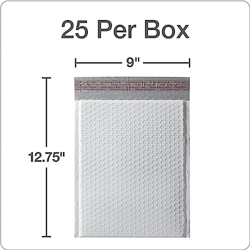 Quality Park Bubble Mailers,8.25 x 11 Shipping Envelopes,Water Resistant White Poly Padded Envelopes,Redi-Strip Peel Off Closure,25/Box (QUA85859),(Pack of 4) - color: White, size: One Size (Pack of 4)