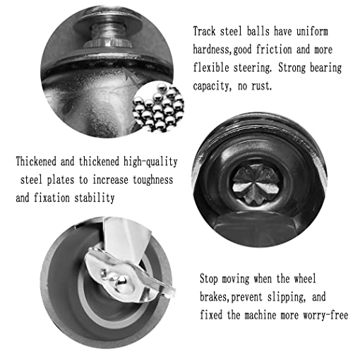Caster Wheels, 3 Inch Stem Casters Set of 4, Heavy Duty Swivel Wheel with Brake, Metric Size M8-1.25-15 (Screw Diameter 8mm, Screw Length 15mm) Casters for Workbench Trolley, Furniture Dolly - style: M8-15