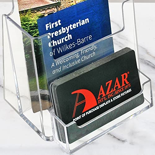 Azar Displays, 252922-100PK, Counter Trifold Brochure Holder with Horizontal Business Card Holder, Brochure Display Stand with Gift Card Pocket Flyer Holder Clear Card Display for Literature, 100-Pack - size: 100-Pack, style: Business Card Pocket