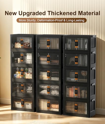 Hanyi 175 QT 5-Tier Storage Bins with Lids, Stackable Cabinet, Black - color: Black, size: 35 QT-5 Pack