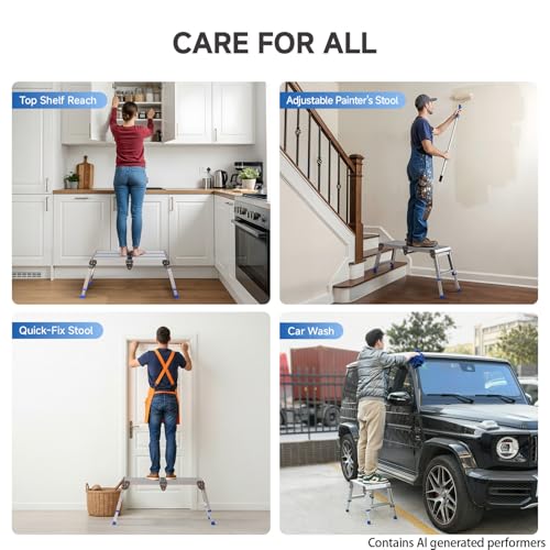 Loyoda Folding Work Platform for Adults, Portable Aluminum Step Stool 500lb - size: Medium