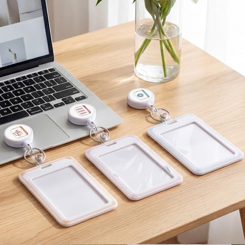 3 Pack Retractable Id Badge Holder Set with Clip, Mahjong Pattern - color: Mahjong
