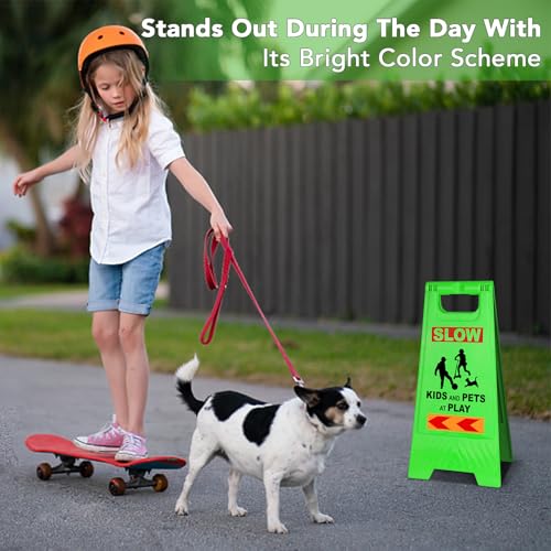 XPCARE 4 Pack 24 IN Slow Down Kids at Play Sign for Street Neighborhoods