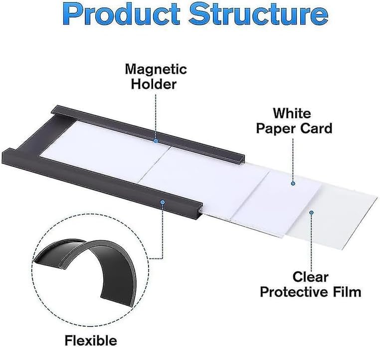 LLPT Magnetic Label Holder 5" x 3" 50 Packs C Channel, ROHS Certified NBR - size: 5" x 3" 50 Packs