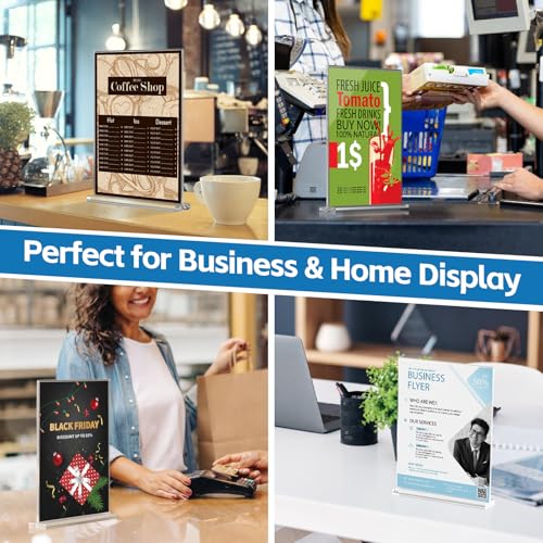 Dynta 8 Pack Acrylic Sign Holder 8.5 x 11, Clear Display Stand with Stable Base, Double Sided Table Sign Holder for Menus, Flyers, Office & Business Countertop Use - color: Clear, size: 8.5x11 8 Pack