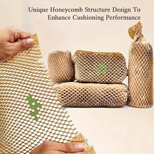 Honeycomb Packing Paper, 15"x131' Eco Friendly Packing Paper for Moving Recyclable Honeycomb Paper Moving Supplies Bubble Paper Wrapping Protective Roll