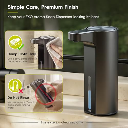 EKO Aroma Touchless Automatic Soap Dispenser for Bathroom and Kitchen, Liquid Hand Soap Dispenser, Rechargeable, 9 fl oz (Dark Grey) - color: Dark Grey, size: 9 oz
