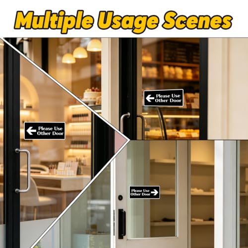 Please Use Other Door Sign Sticker, 2 Pack 9.1 x 3.5 Inch - color: Use Other Door 574